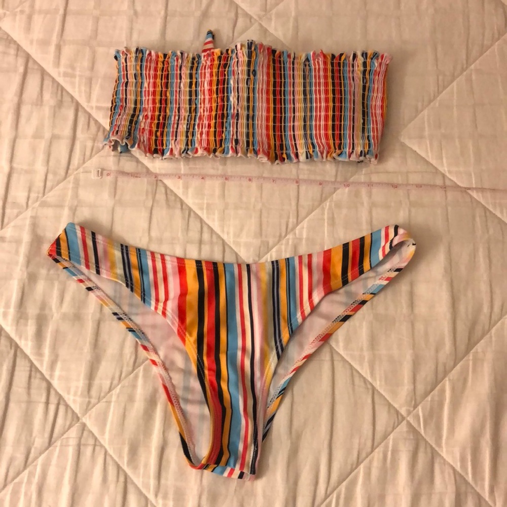 Colorful striped bikini set